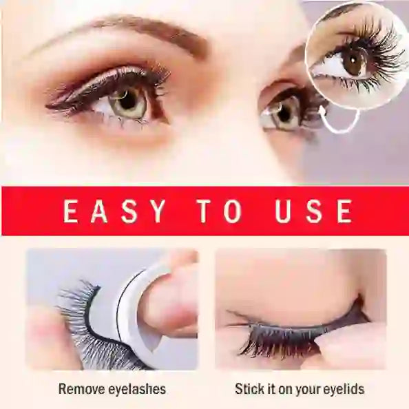 Effortless Glam: Self Adhesive Falses Lashes Voluminous Eyes