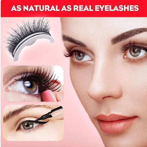 Effortless Glam: Self Adhesive Falses Lashes Voluminous Eyes