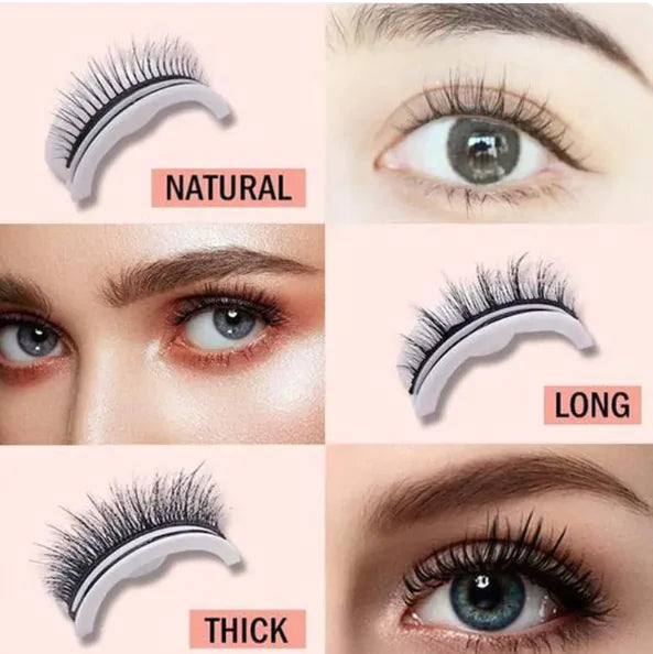 Effortless Glam: Self Adhesive Falses Lashes Voluminous Eyes