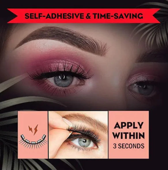 Effortless Glam: Self Adhesive Falses Lashes Voluminous Eyes